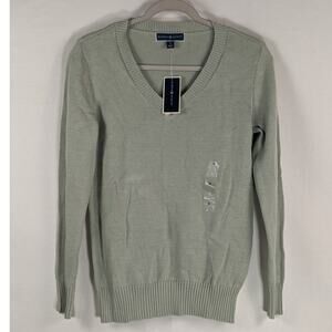 Karen Scott VNeck Sweater‎ Aqua Chill Small Green Long Sleeve Workwear Staple